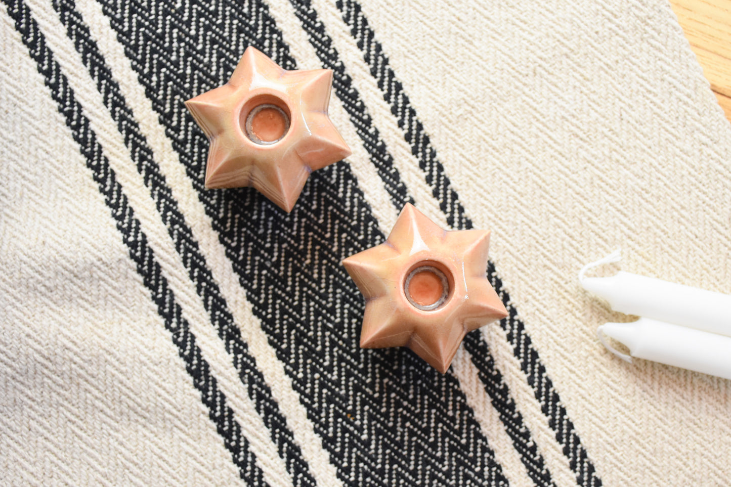 Shabbat Candle Pair - Peaches and Cream