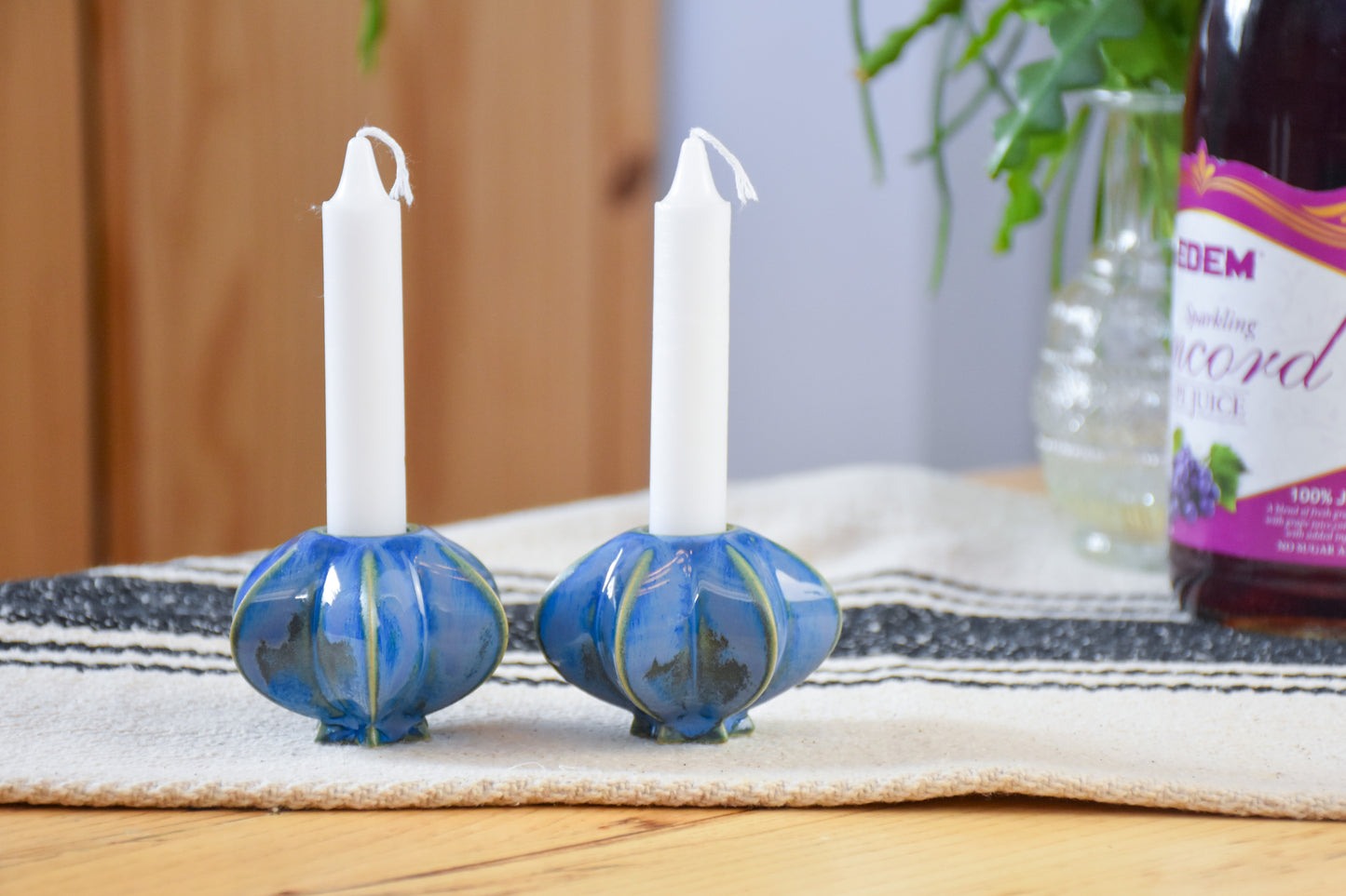 Shabbat Candle Pair - Periwinkle