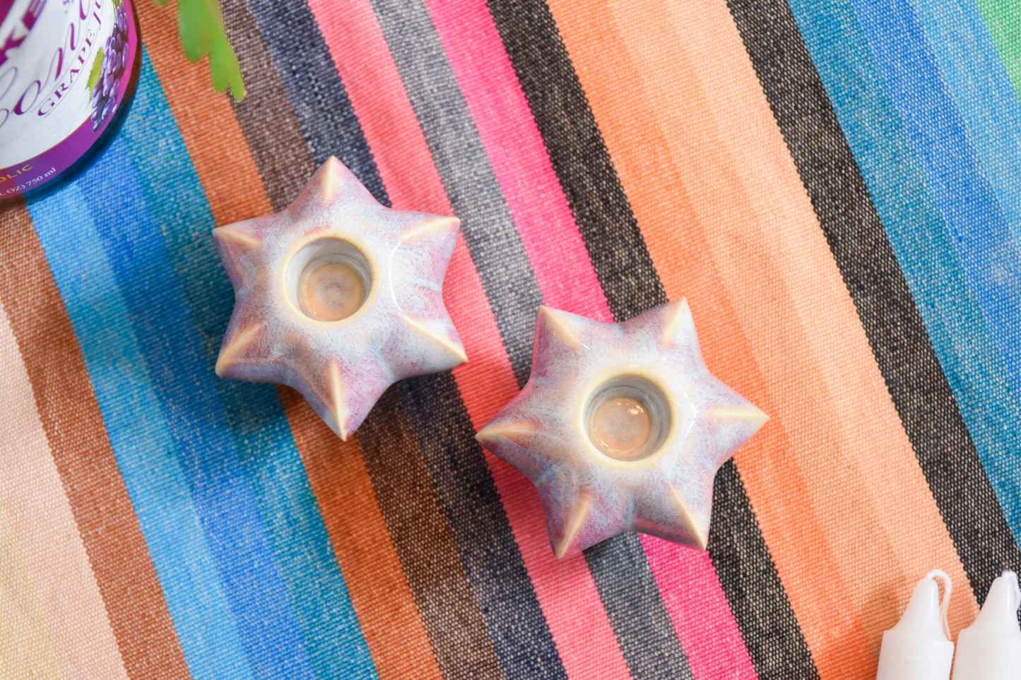 Shabbat Candle Pair - Plum