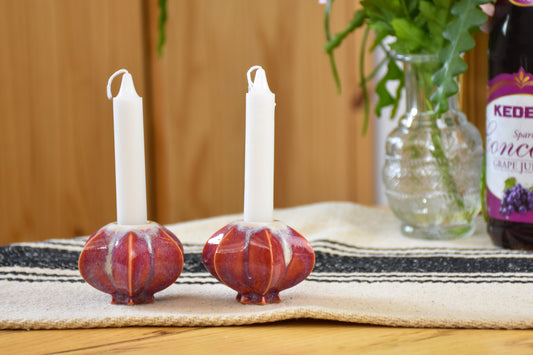 Shabbat Candle Pair - Pomegranate