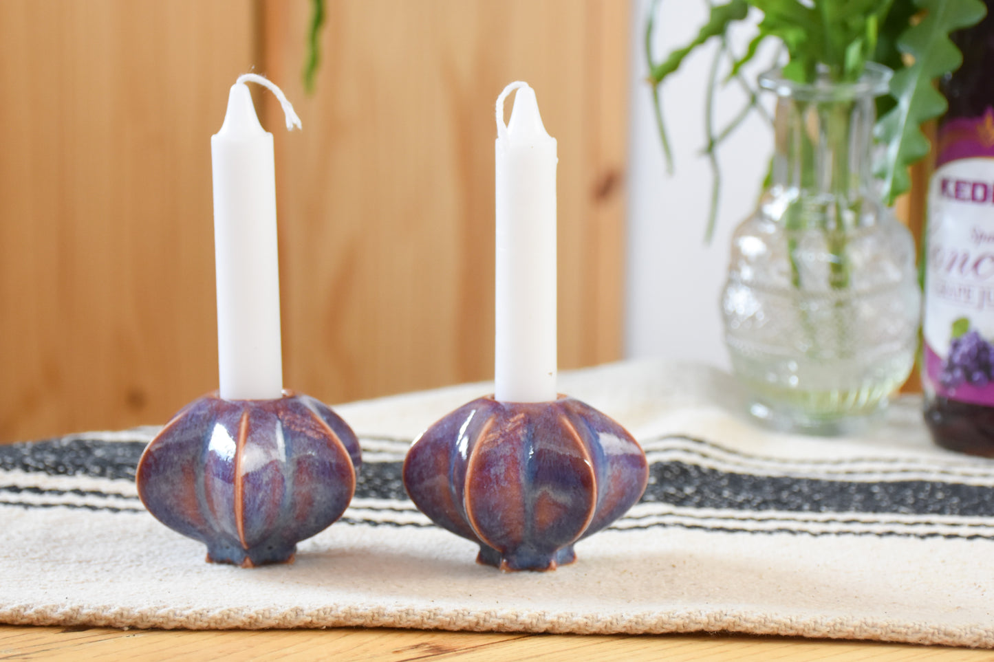 Shabbat Candle Pair - Ultraviolet