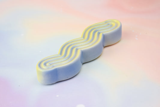 Handmade ceramic mezuzah titled 'Squizuzah Mezuzah - Ocean Breeze Fade' – modern Judaica by Feldi Studios
