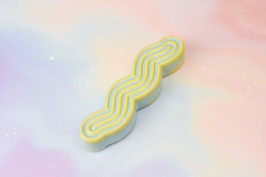 Handmade ceramic mezuzah titled 'Squizuzah Mezuzah - Summer Sky' – modern Judaica by Feldi Studios