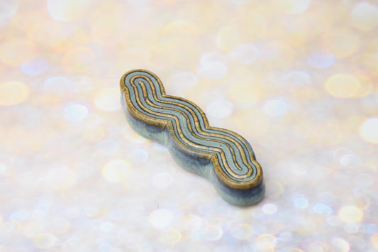Handmade ceramic mezuzah titled 'Squizuzah Mezuzah - Washed Denim' – modern Judaica by Feldi Studios