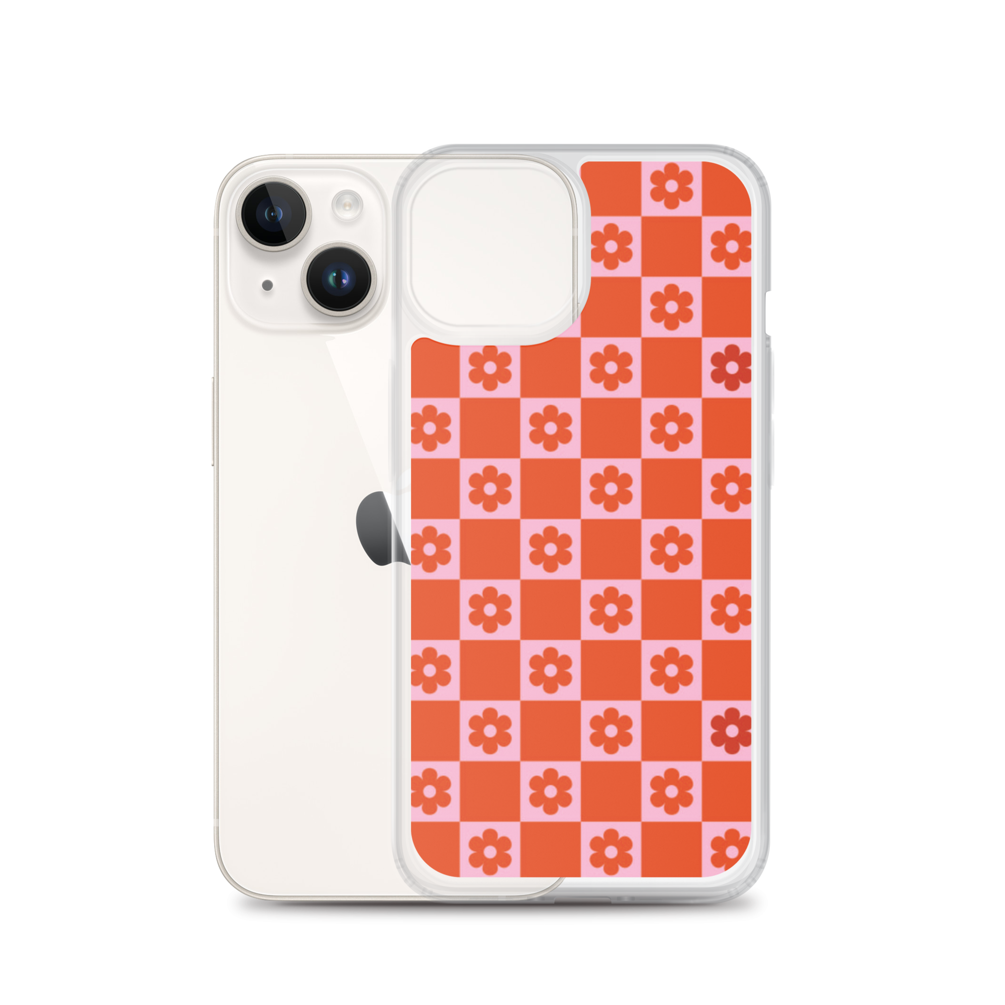 Pink and Red Flower Grid Phone Case