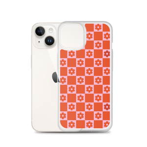 Pink and Red Flower Grid Phone Case