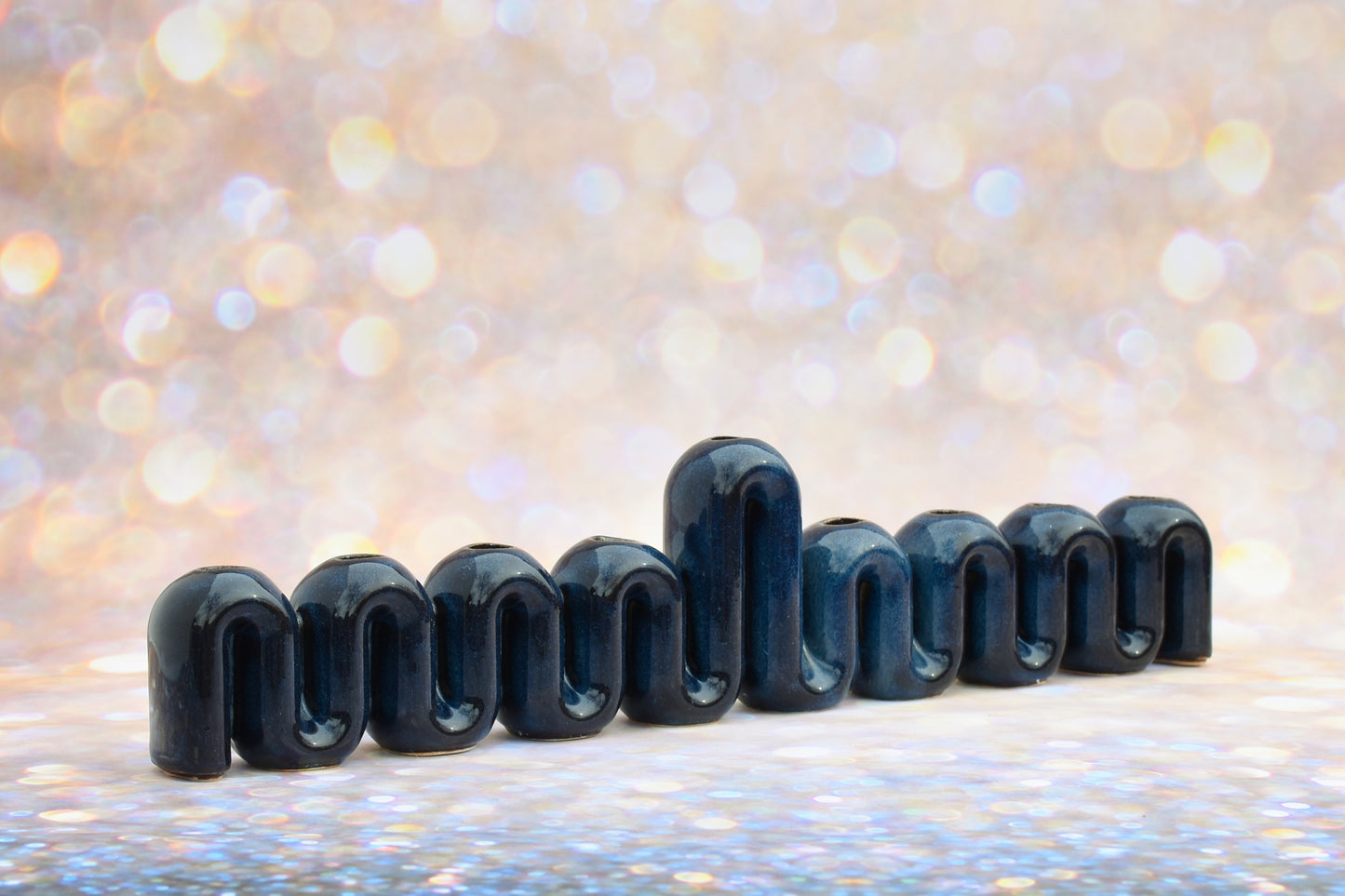 Hanukkah Menorah - Dark Denim