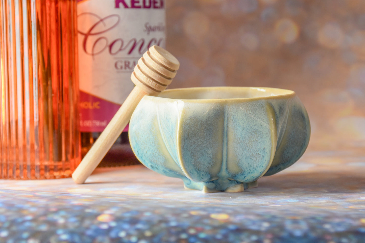 Pom Honey Pot - Blue and White