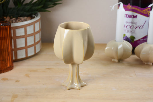 Stemmed Shabbat Kiddush cup - handmade modern kiddush cup in almond. 