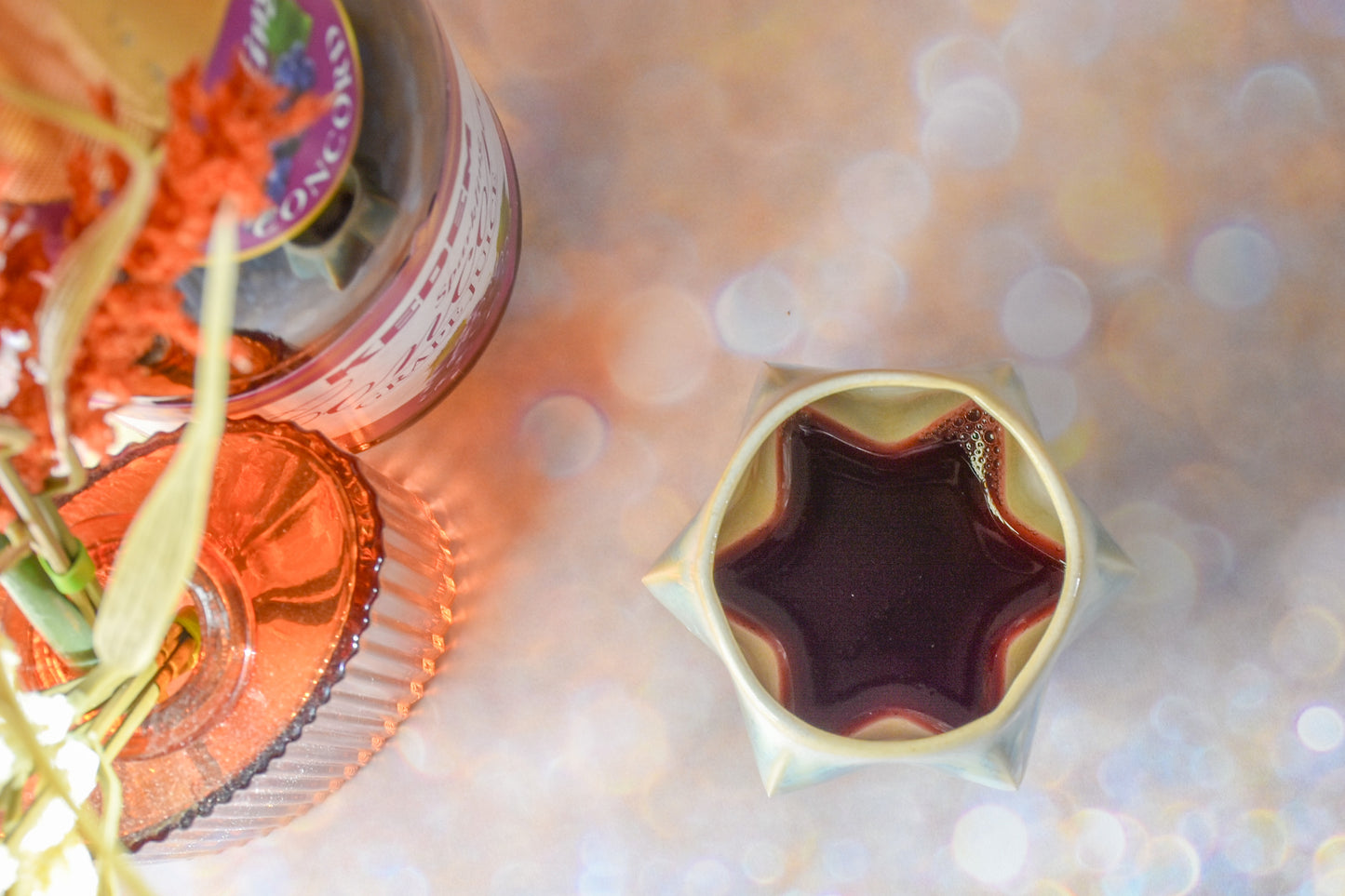 Stemmed Kiddush Cup - Blue and White