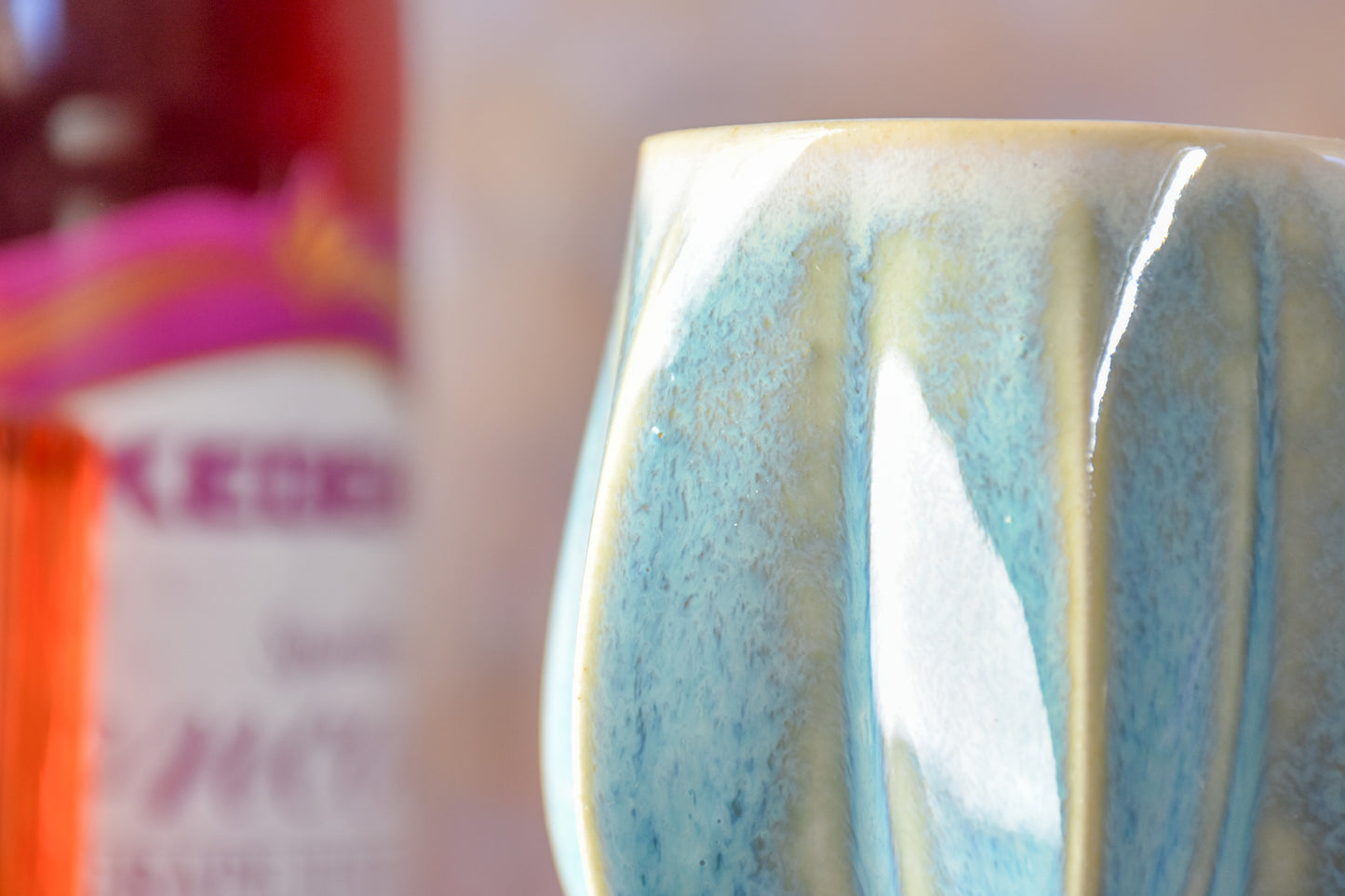 Stemmed Kiddush Cup - Blue and White