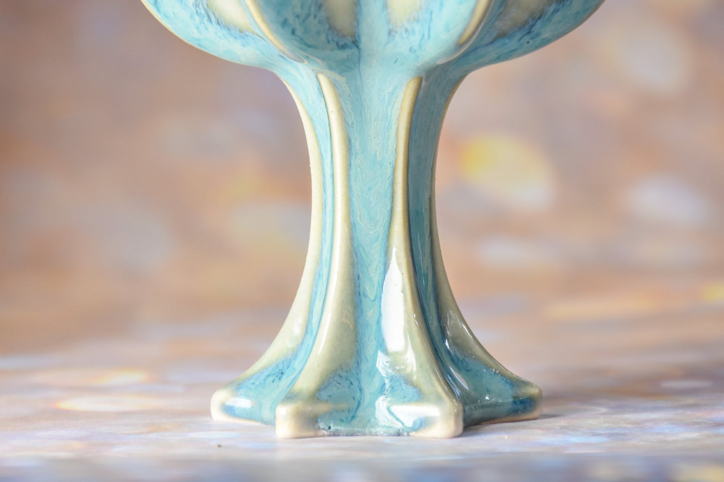 Stemmed Kiddush Cup - Blue and White