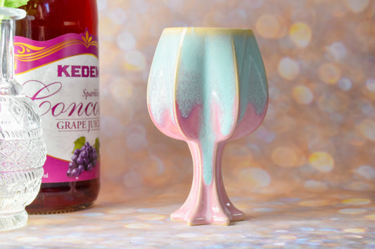 Stemmed Kiddush Cup - Cotton Candy Drip