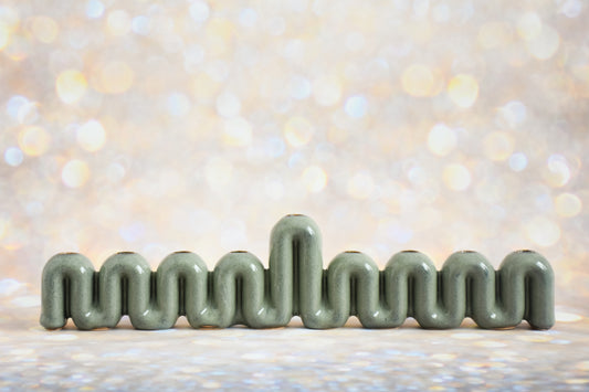 Hanukkah Menorah - Washed Denim