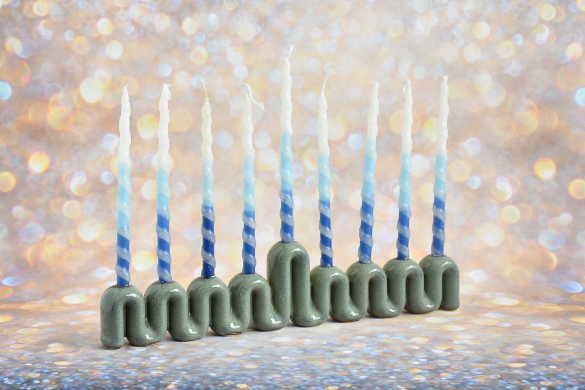 Wiggle Menorah, Washed Denim
