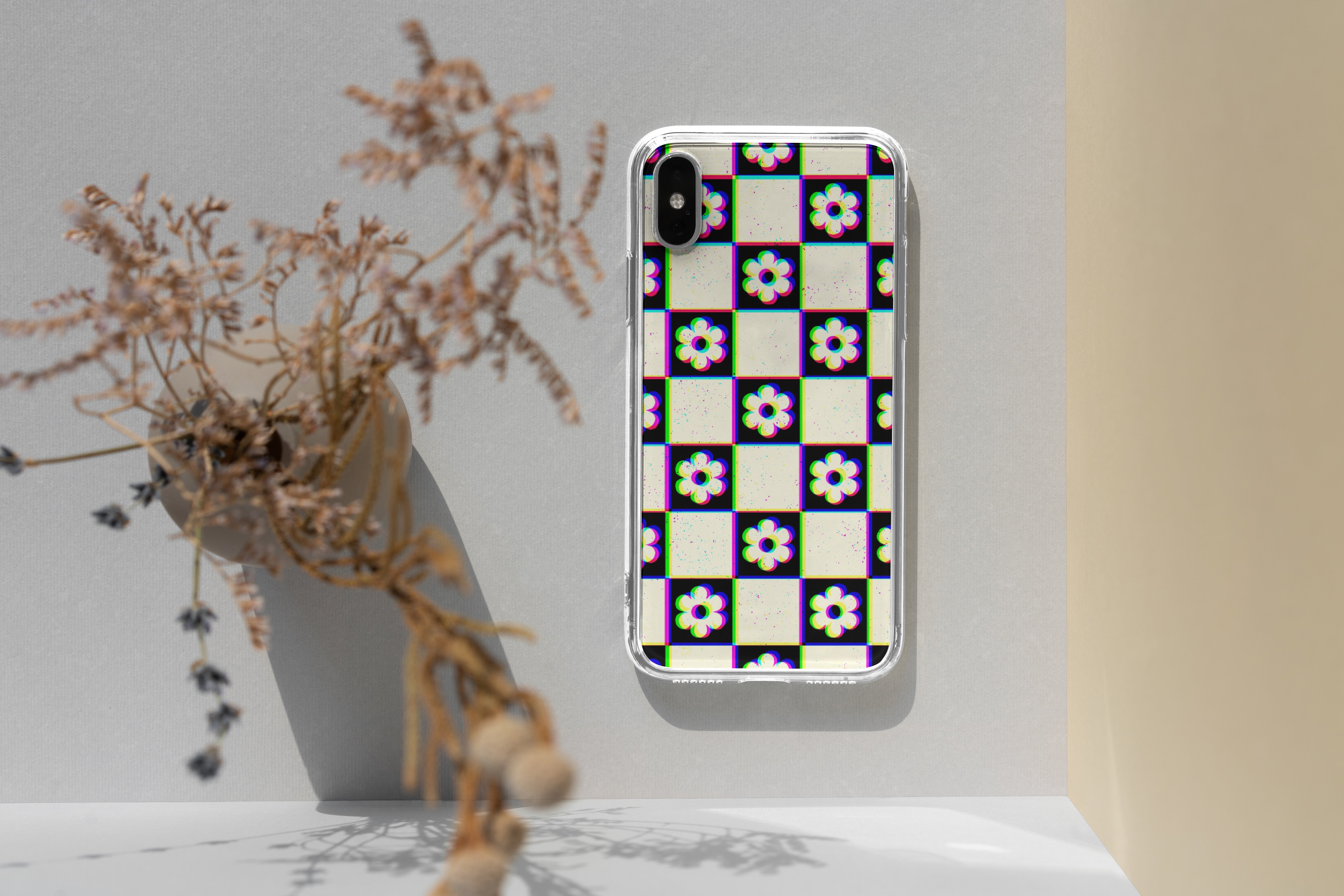 Glitchy Flower Grid iPhone Case