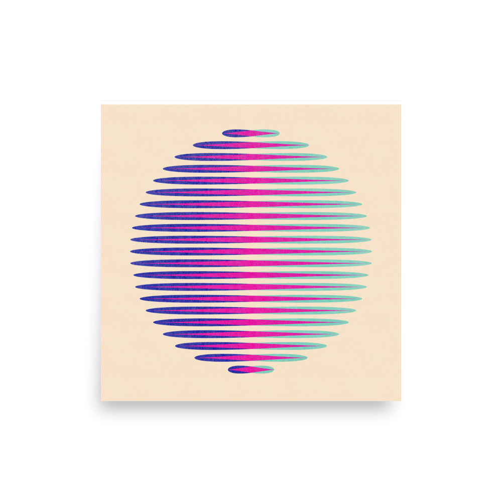 Pink and Blue Orb Risograph Print
