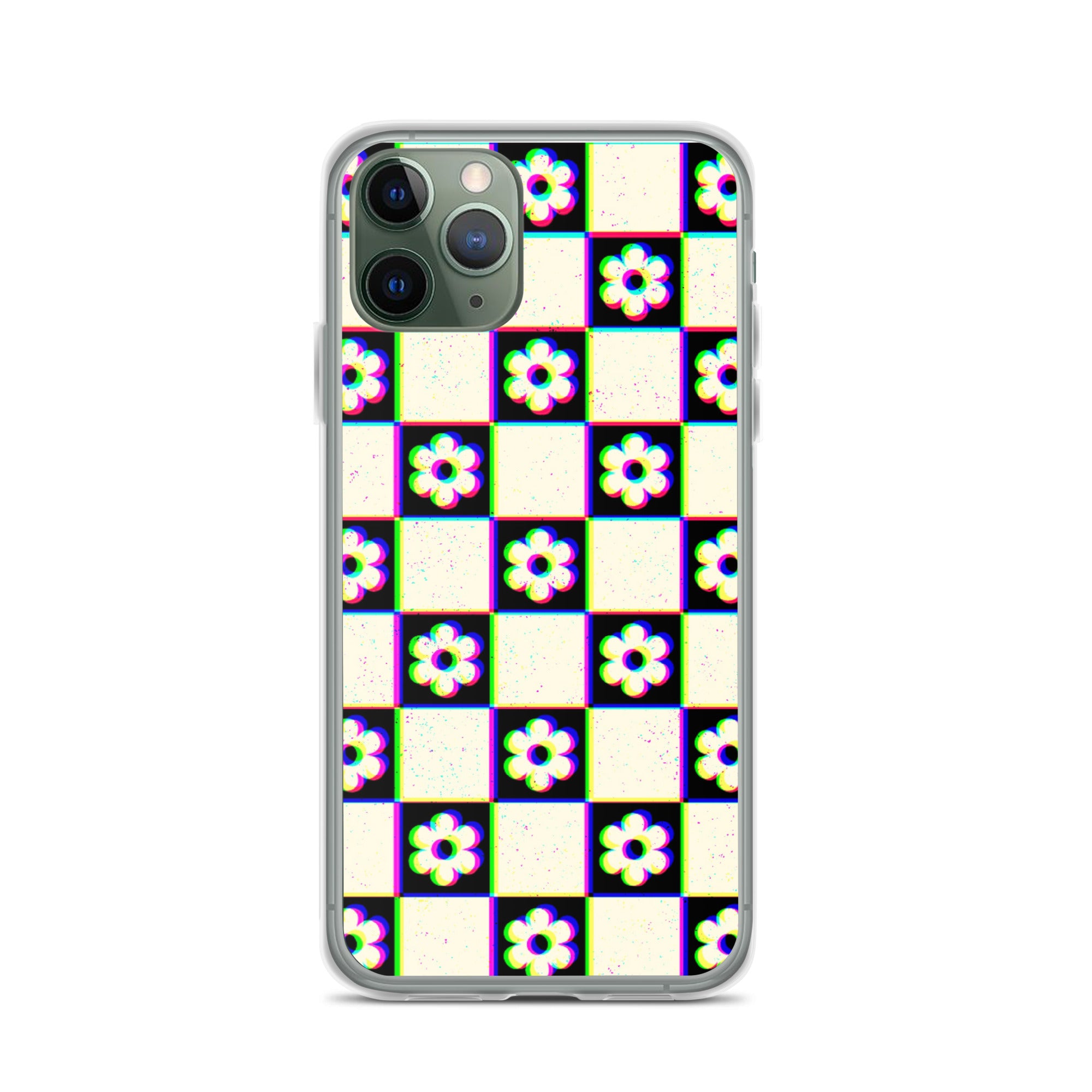 Glitchy Flower Grid iPhone Case