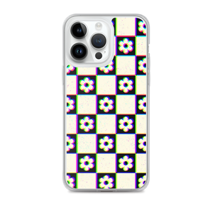 Glitchy Flower Grid iPhone Case